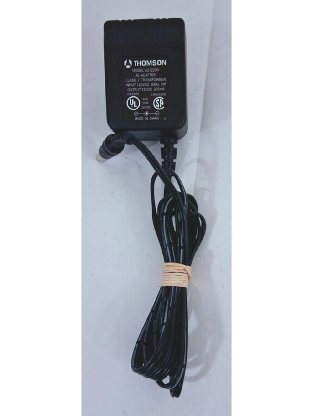 THOMSON Model A21220N AC/DC Adapter Input 120VAC Out 12VDC 200mA Working TESTED